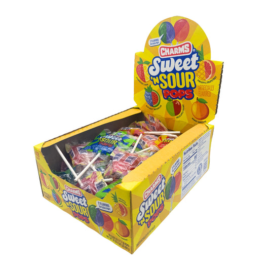 Charms Sweet & Sour Lollipops, 48ct Case