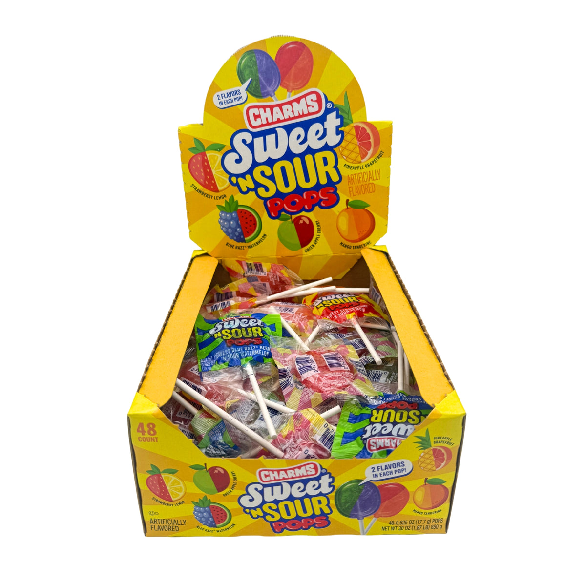 Charms Sweet & Sour Lollipops, 48ct Case