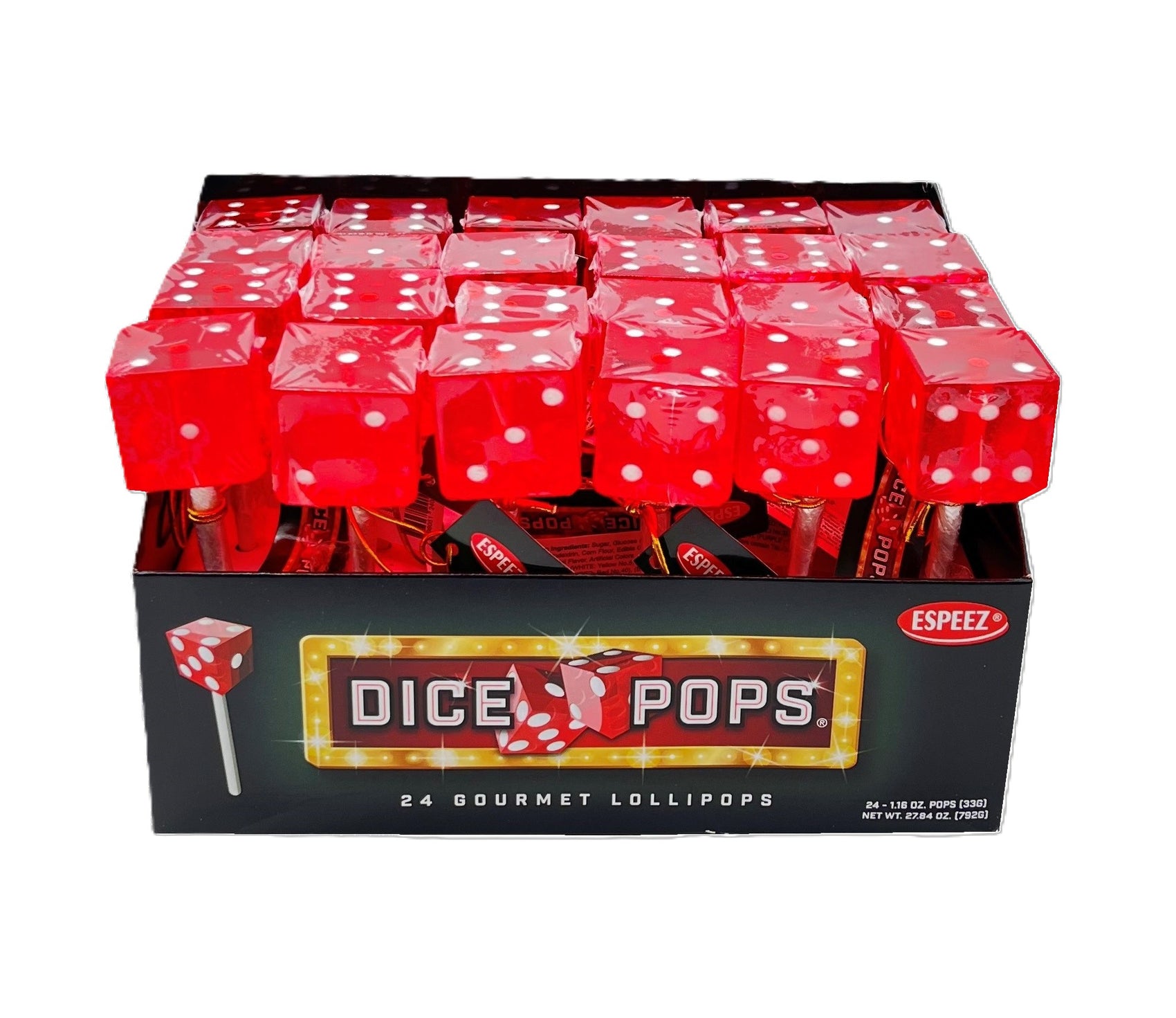 Dice Pops, Strawberry Flavored Lollipops, 24ct