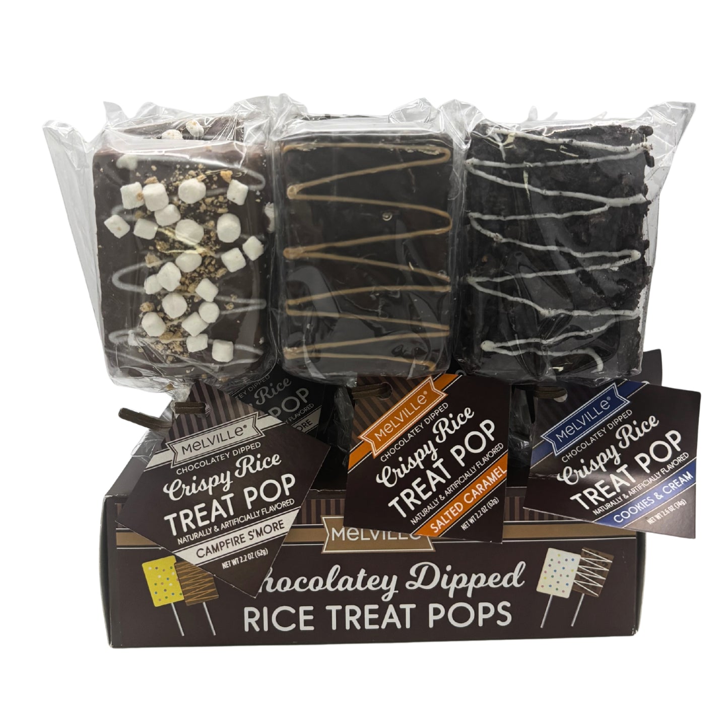 Melville Chocolatey Dipped Crispy Rice Treat Pop Assorted 18ct