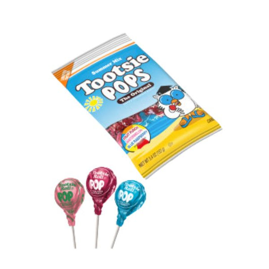 Mr. Owl's Tootsie Pops Summer Mix, 5.4oz Peg Bag, 72ct Shipper