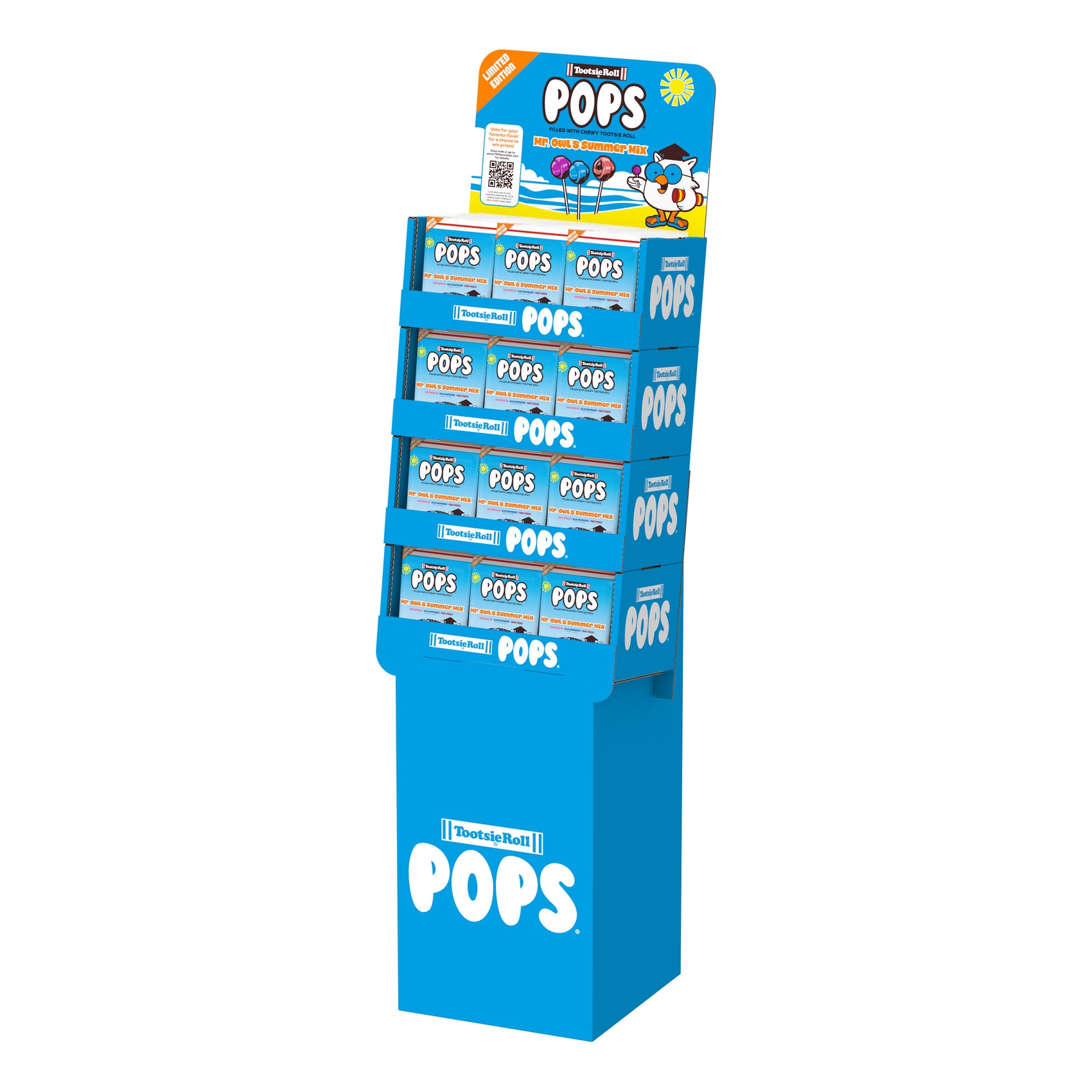 Mr. Owl's Tootsie Pops Summer Mix, 5.4oz Peg Bag, 72ct Shipper