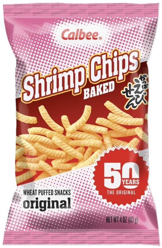 Calbee Baked Shrimp Chips Hot Garlic 3.3oz 12ct
