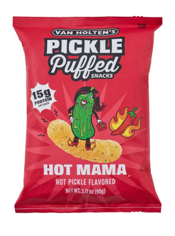 Van Holten's Hot Mama Pickle Puffs 90g (3.17oz), 10ct