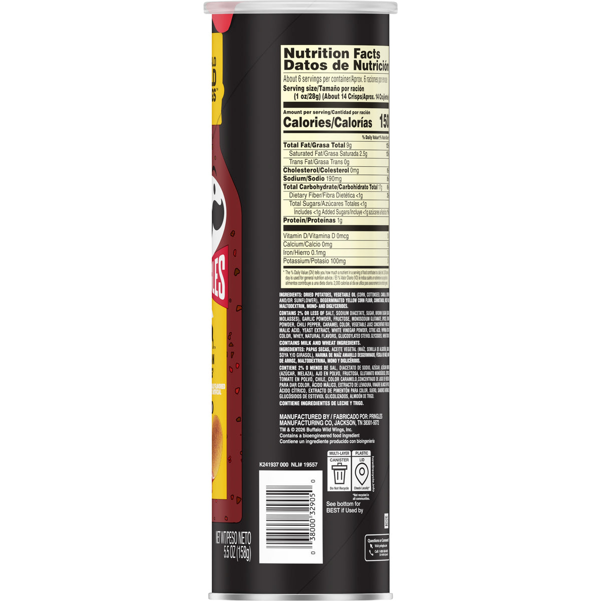 Pringles Crisps Asian Zing Buffalo Wild Wings 5.6oz 14ct