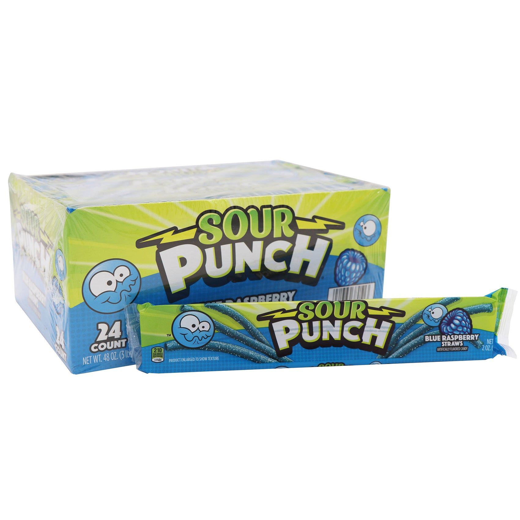 Sour Punch Straws Blue Raspberry, 2oz, 24ct Case
