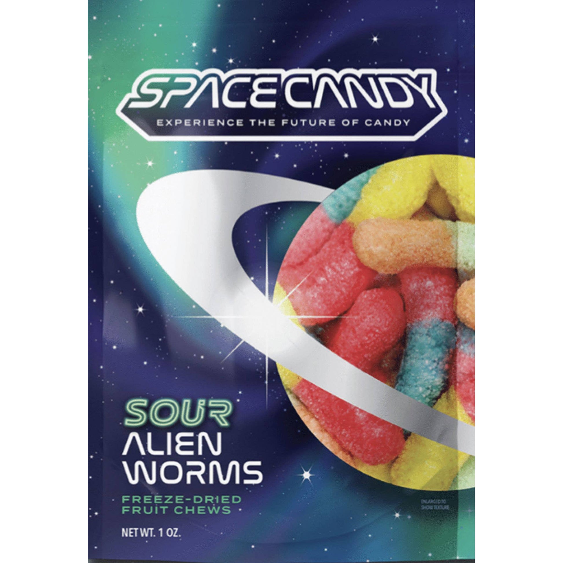 Space Candy, Sour Alien Worms, 1.27oz Peg Bag, 12ct Case