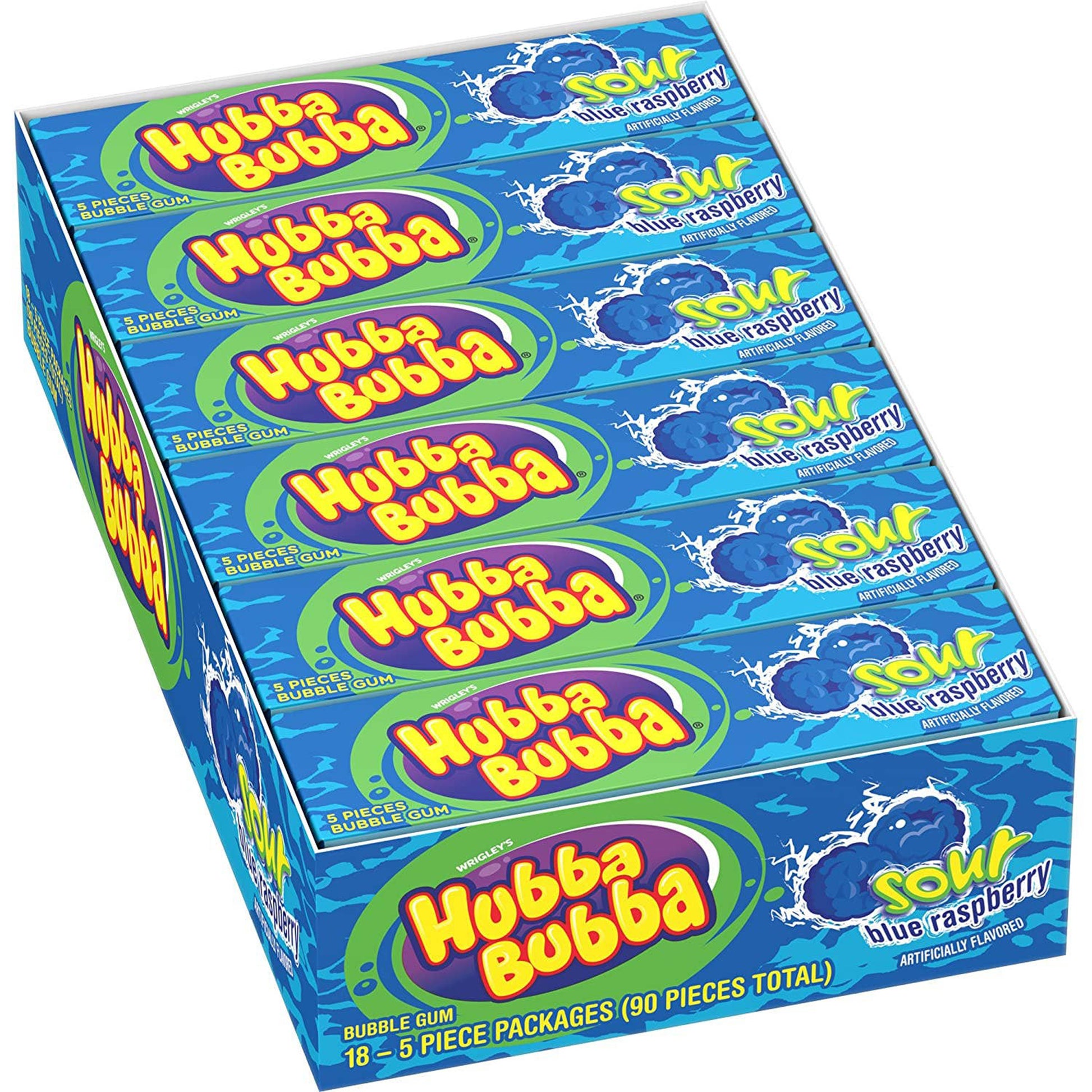 Hubba Bubba Sour Blue Raspberry Bubble Gum, 18ct