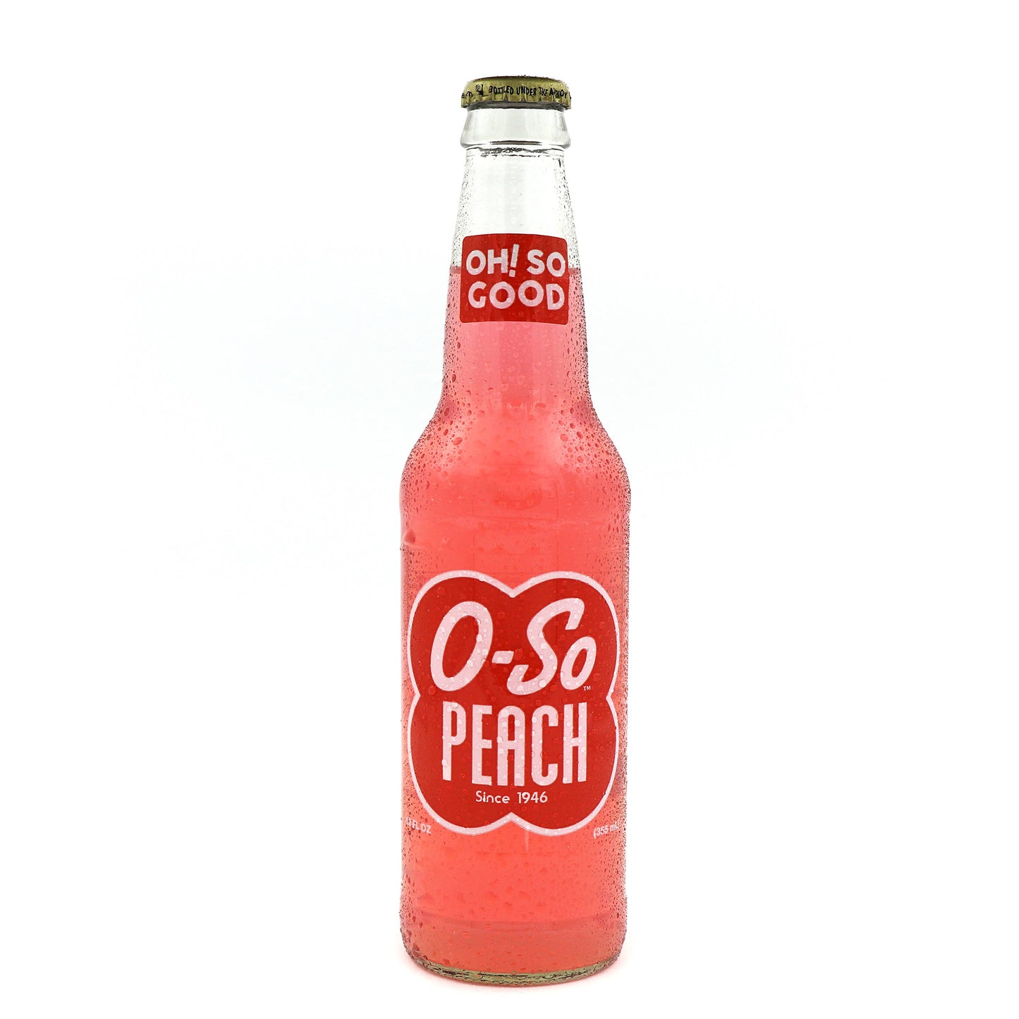 O-So Peach Soda, 12oz Glass Bottle 12ct