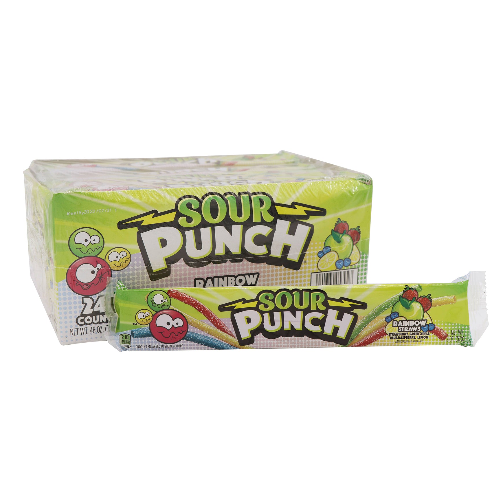 Sour Punch Straws Rainbow, 2oz, 24ct Case
