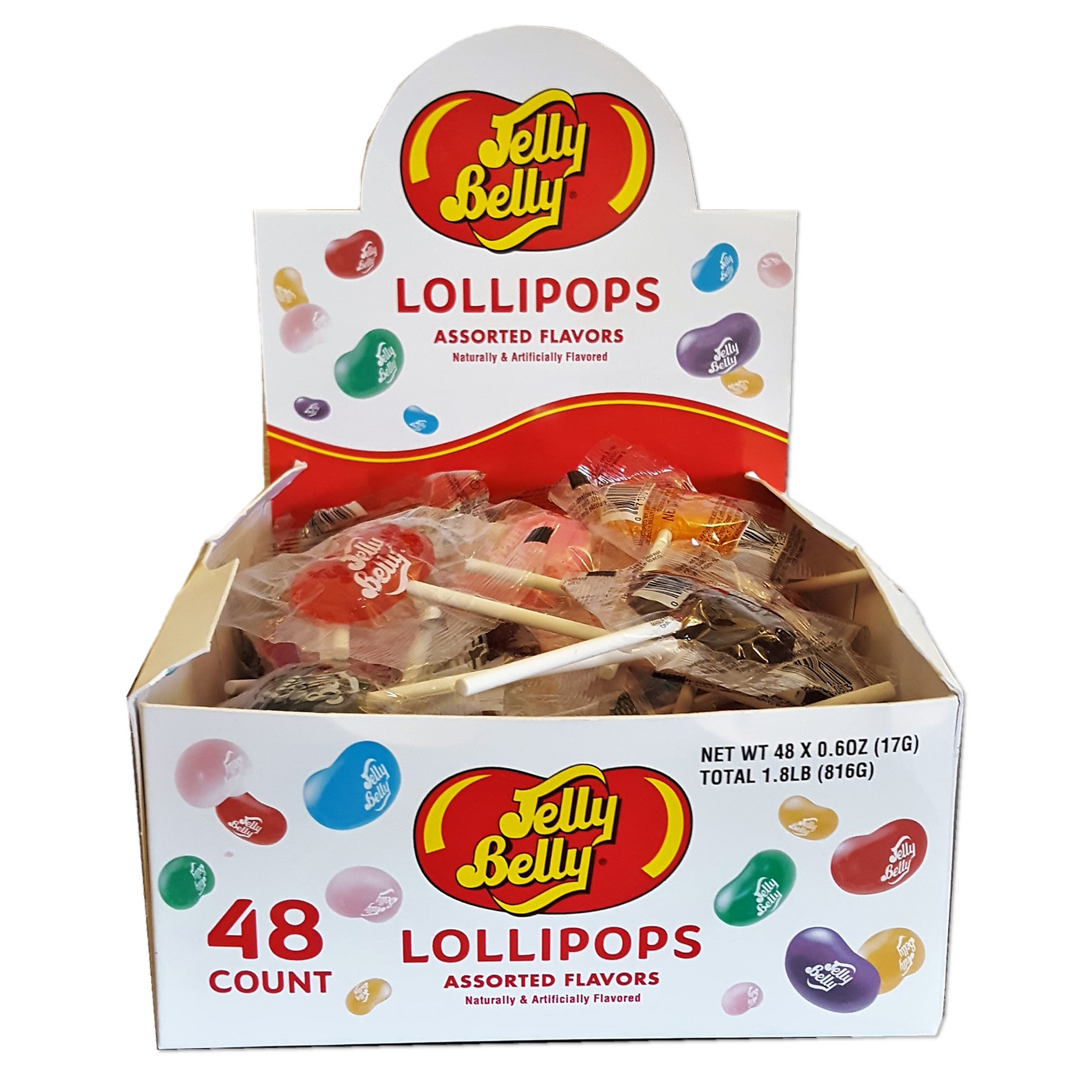 Jelly Belly Lollipops, .59oz Pops, 48ct Case