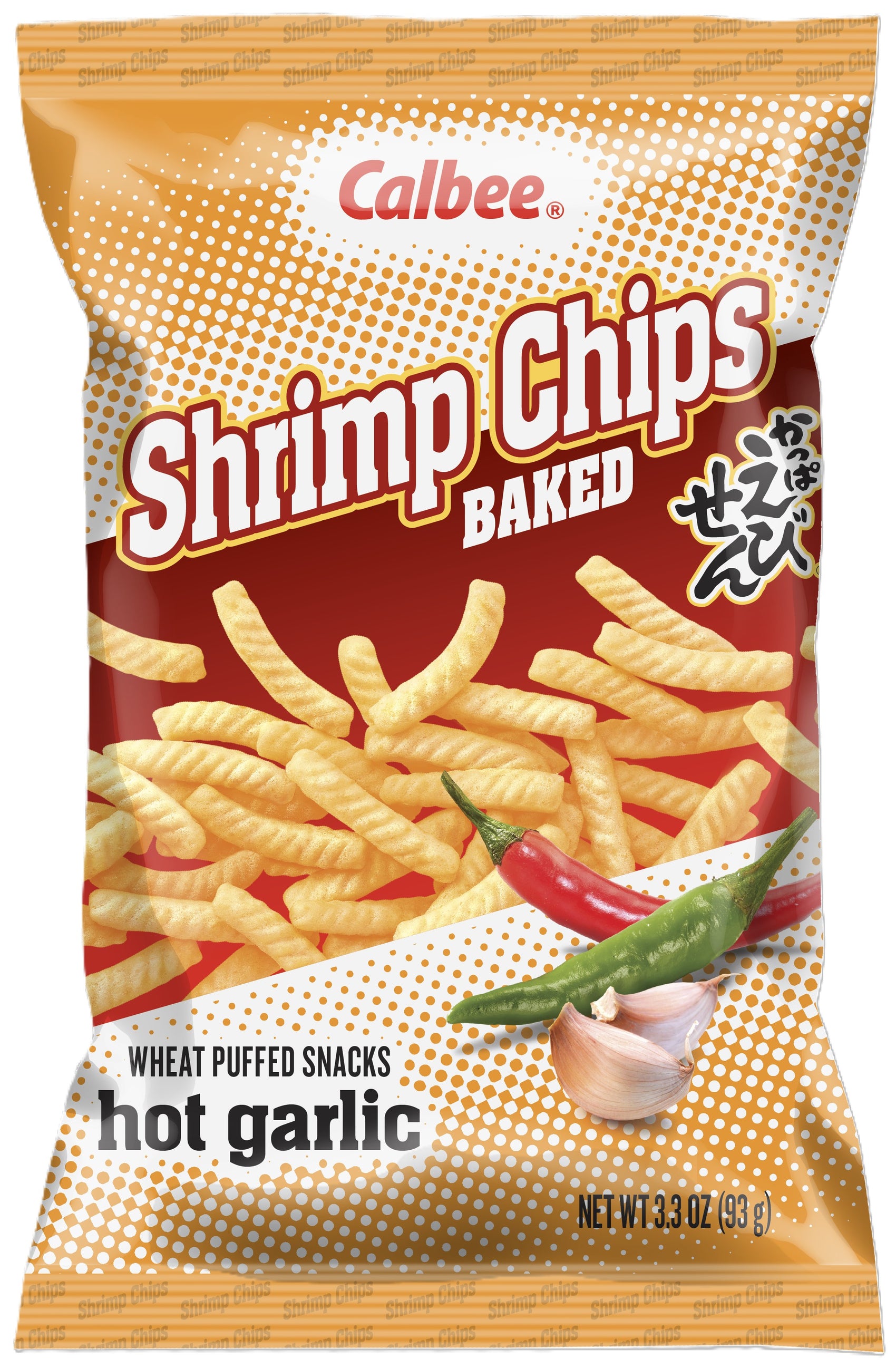 Calbee Baked Shrimp Chips Hot Garlic 3.3oz 12ct