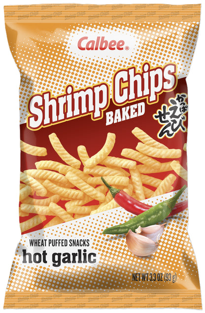 Calbee Baked Shrimp Chips Hot Garlic 3.3oz 12ct