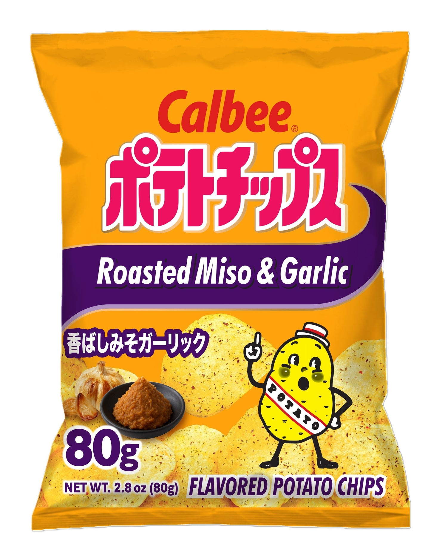 Calbee Roasted Miso & Garlic Potato Chips 2.8oz bag, 12ct