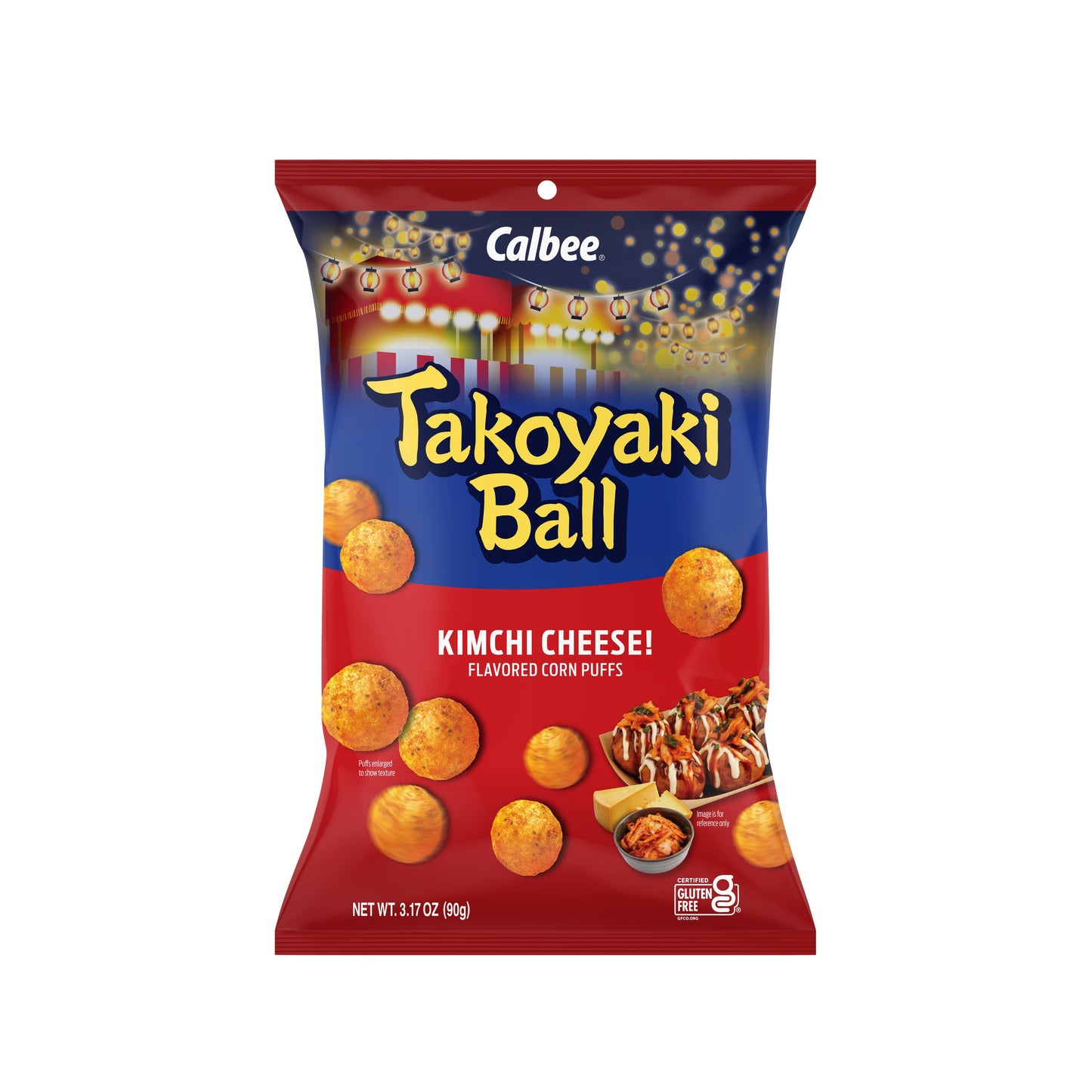 Calbee Takoyaki Balls Kimchi Cheese, 3.17oz bag, 12ct