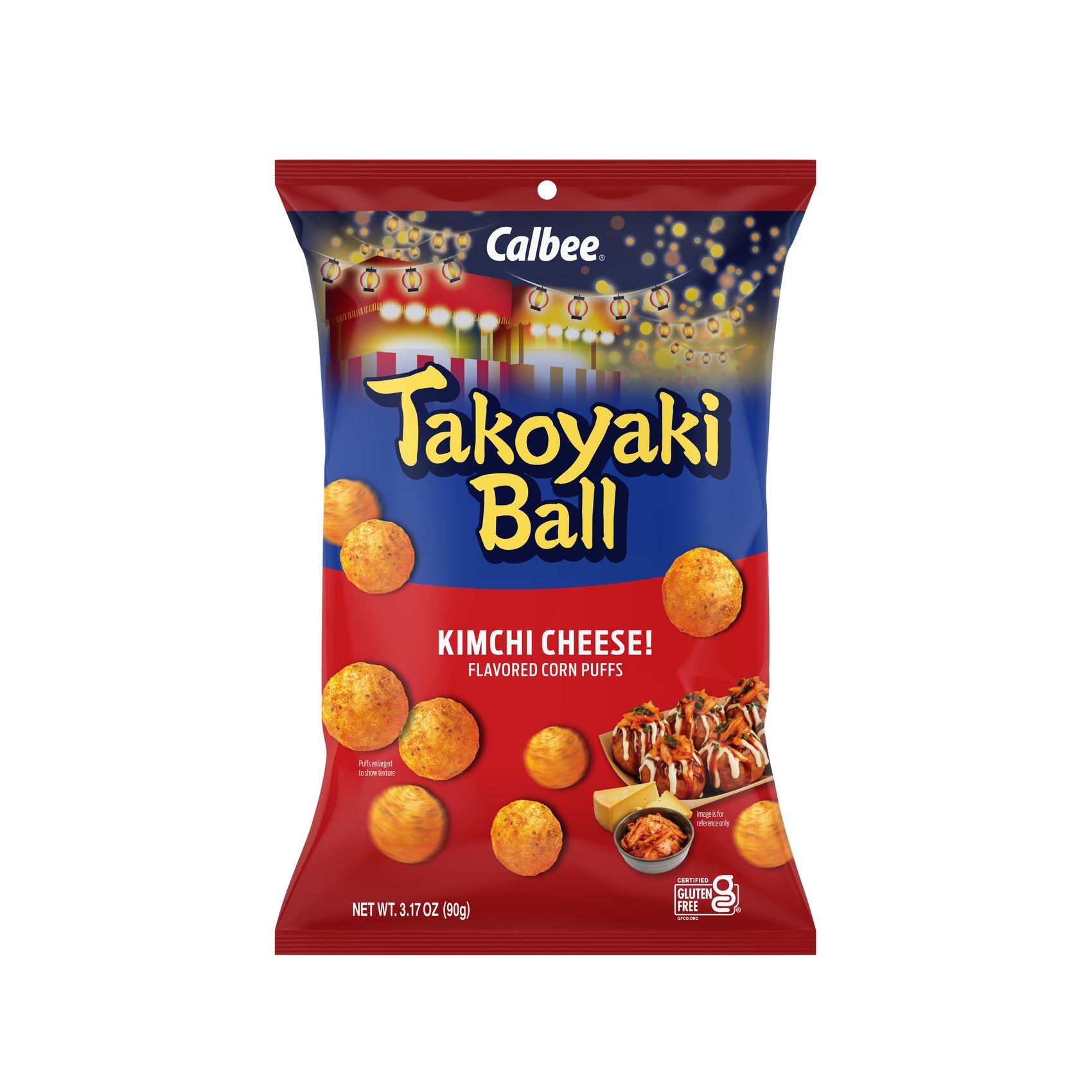 Calbee Takoyaki Balls Kimchi Cheese, 3.17oz bag, 12ct