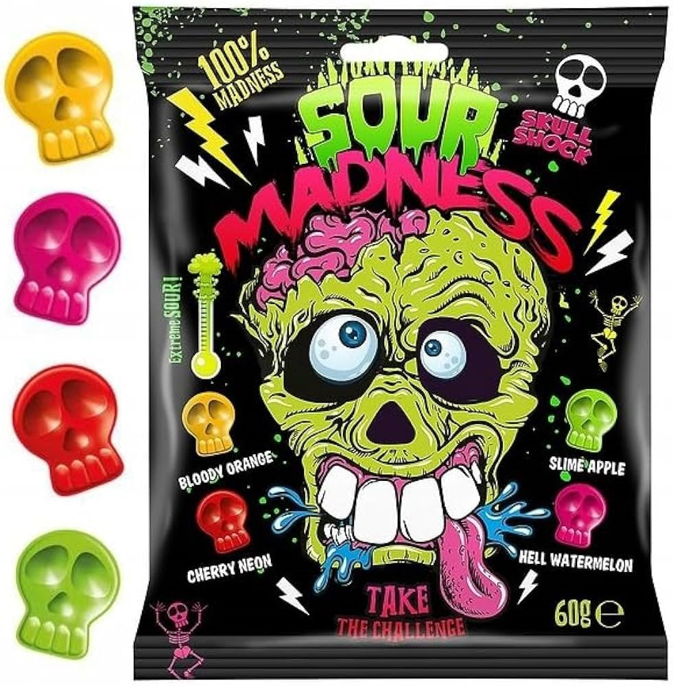 Limited Import - Sour Madness Fruit Hard Candy 60g, 10ct