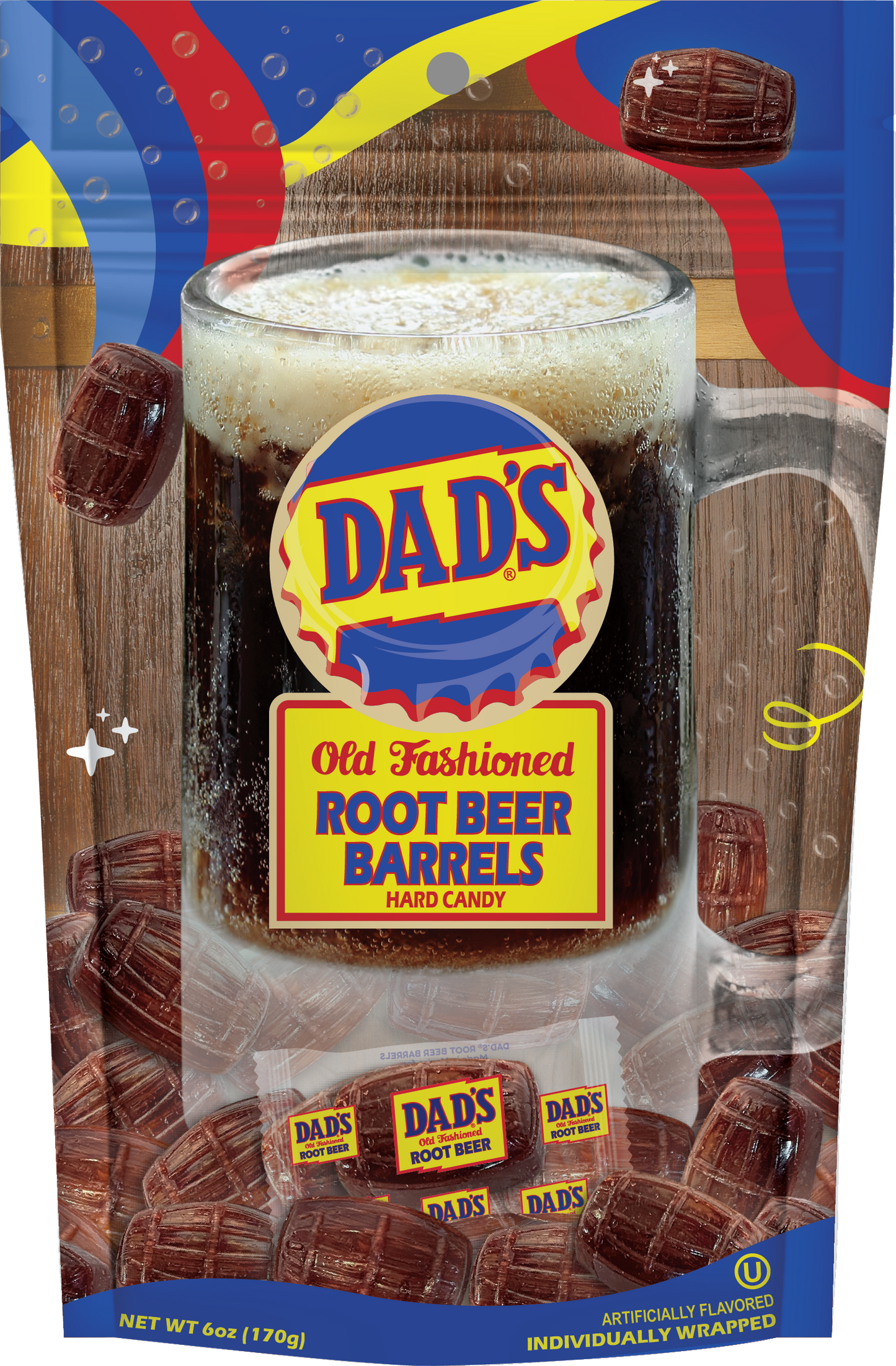 Dad's Old Fashioned Root Beer Barrels 6oz Bag, 6ct 
