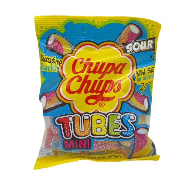 Limited Import - Chupa Chups Mini Sour Tubes, 90g Peg Bag, 18ct