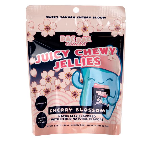 Limited Import - Pac Pac Juicy Chewy Jellies Cherry Blossom 5.64oz bag, 12ct