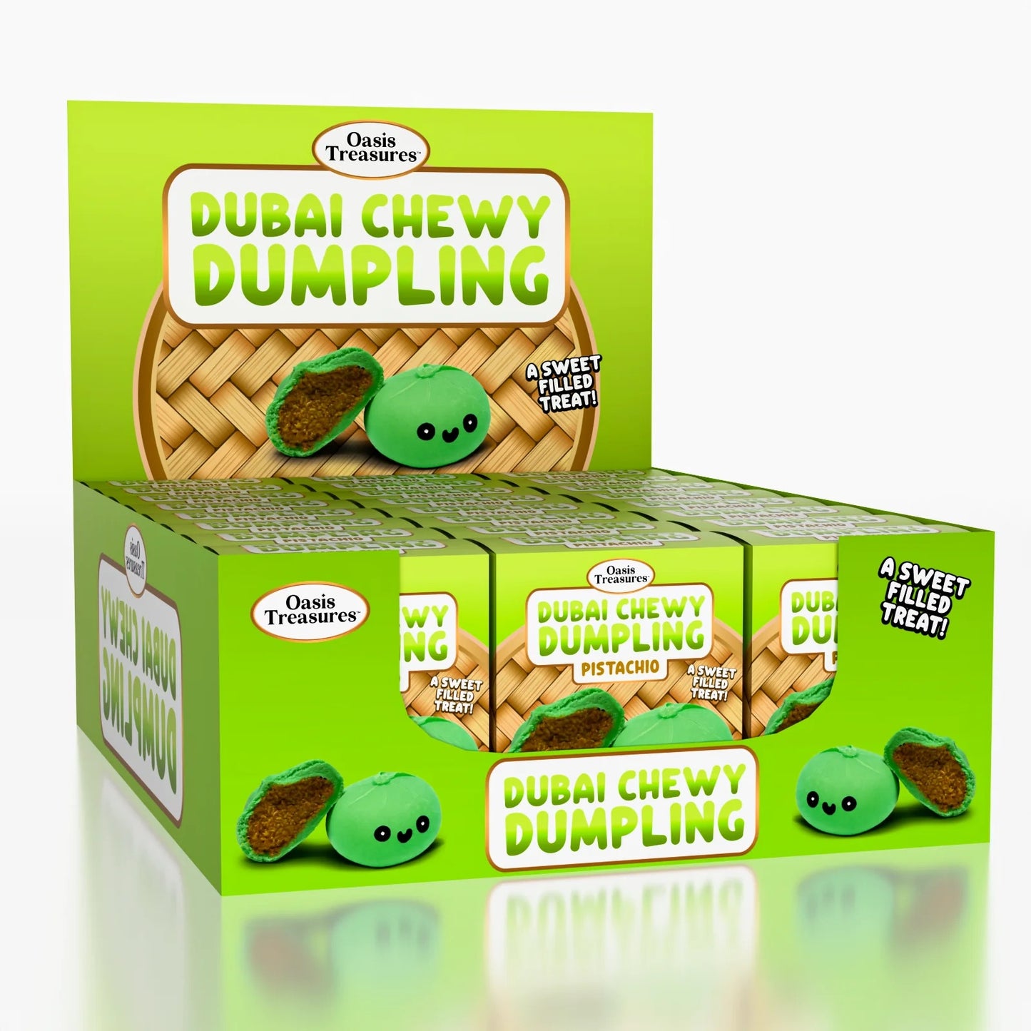 Dubai Chewy Dumpling Pistachio 3.17oz, 24ct Display Case