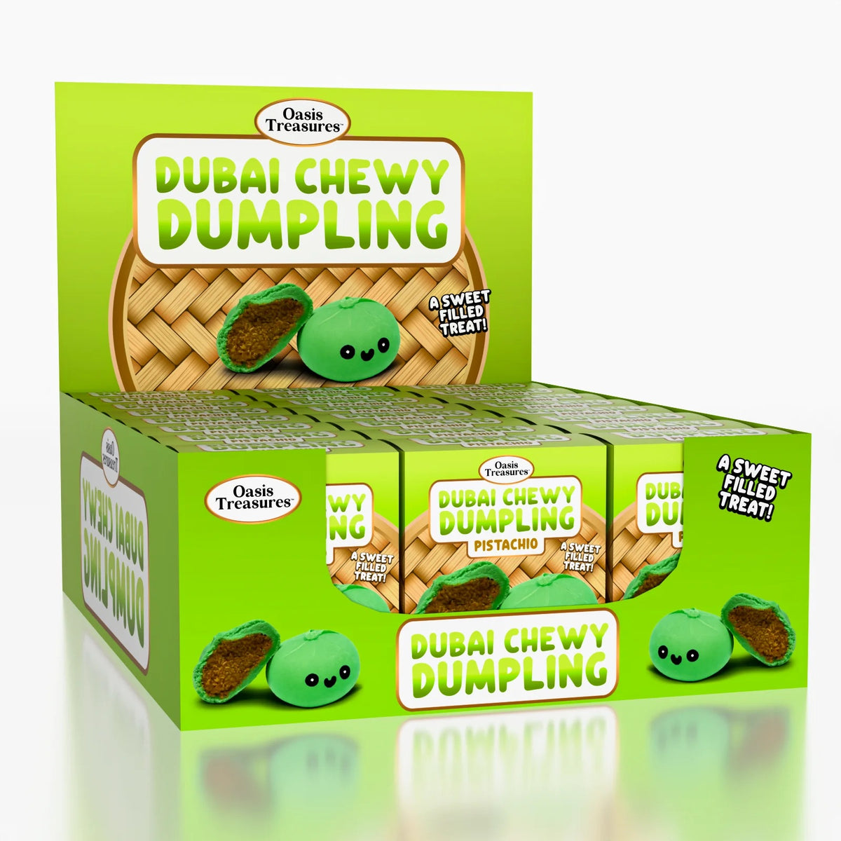Dubai Chewy Dumpling Pistachio 3.17oz, 24ct Display Case