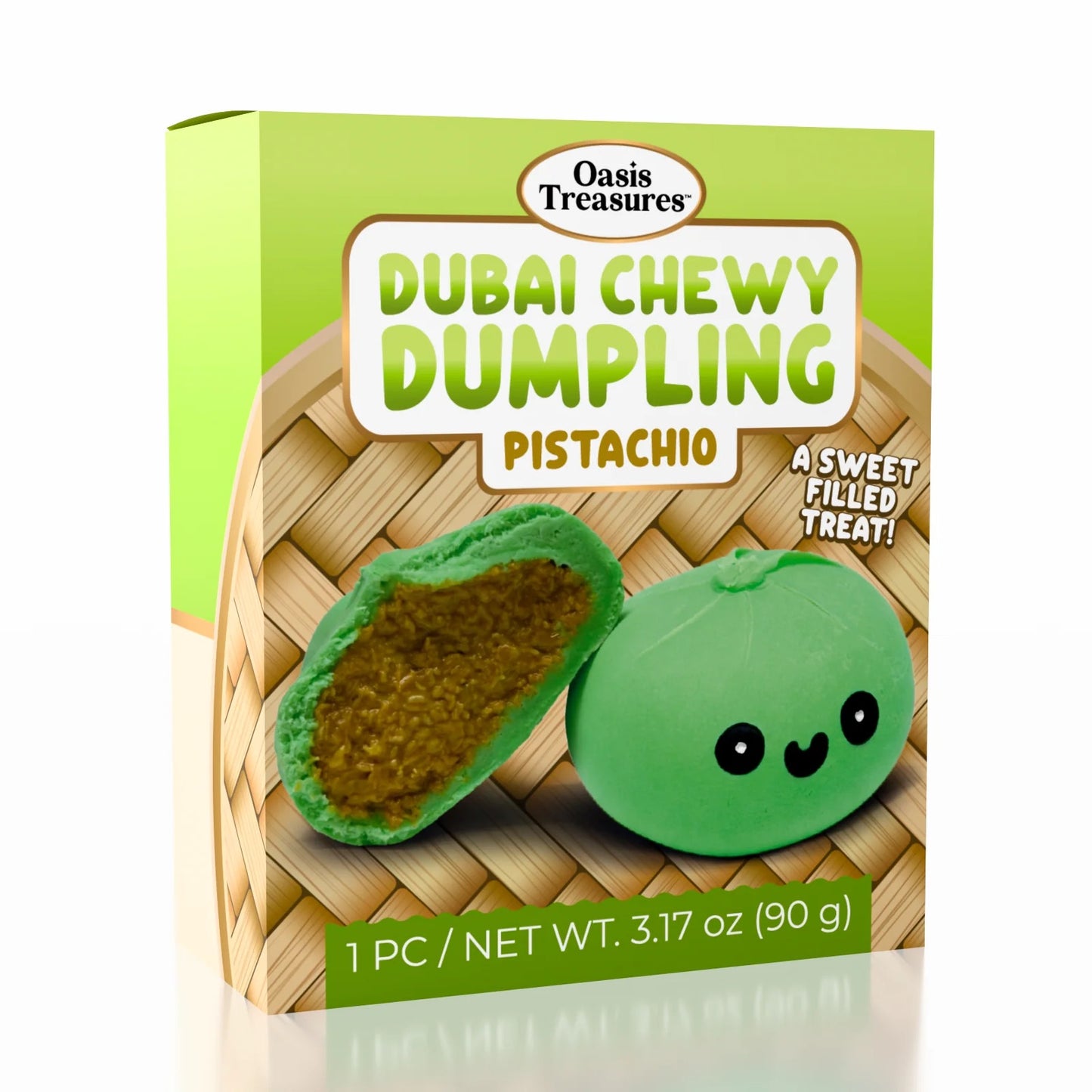 Dubai Chewy Dumpling Pistachio 3.17oz, 24ct Display Case