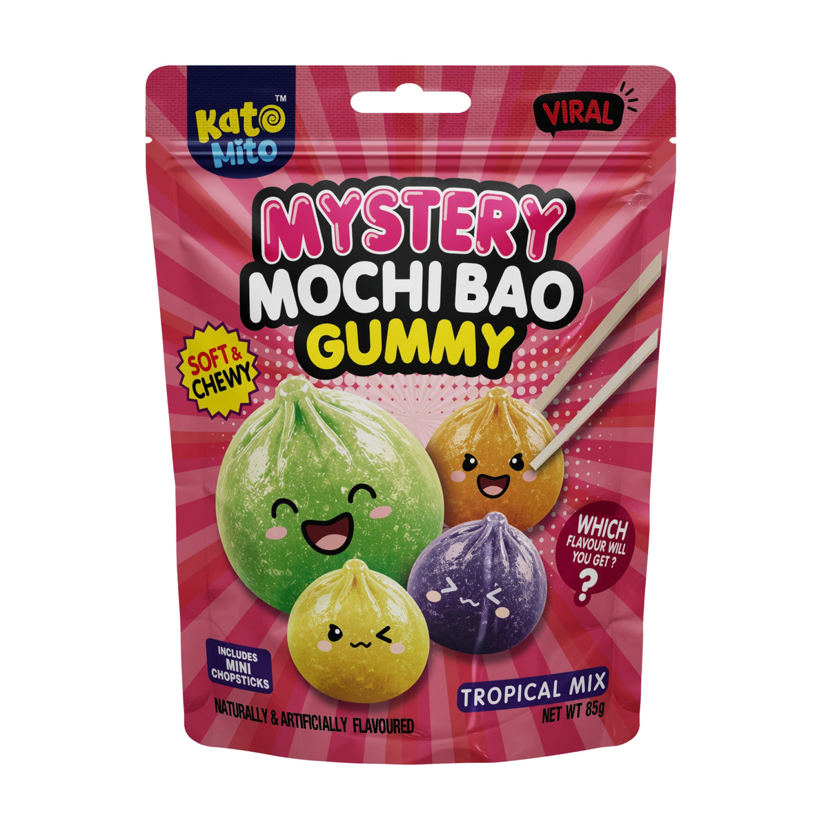 Limited Import - Mystery Mochi Bao Gummy Tropical Mix 3oz, 12ct