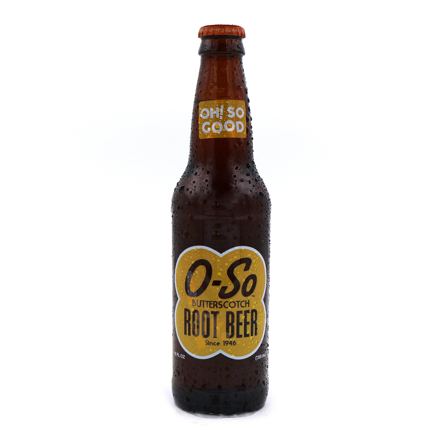O-So Butterscotch Root Beer Soda, 12oz Glass Bottle 12ct