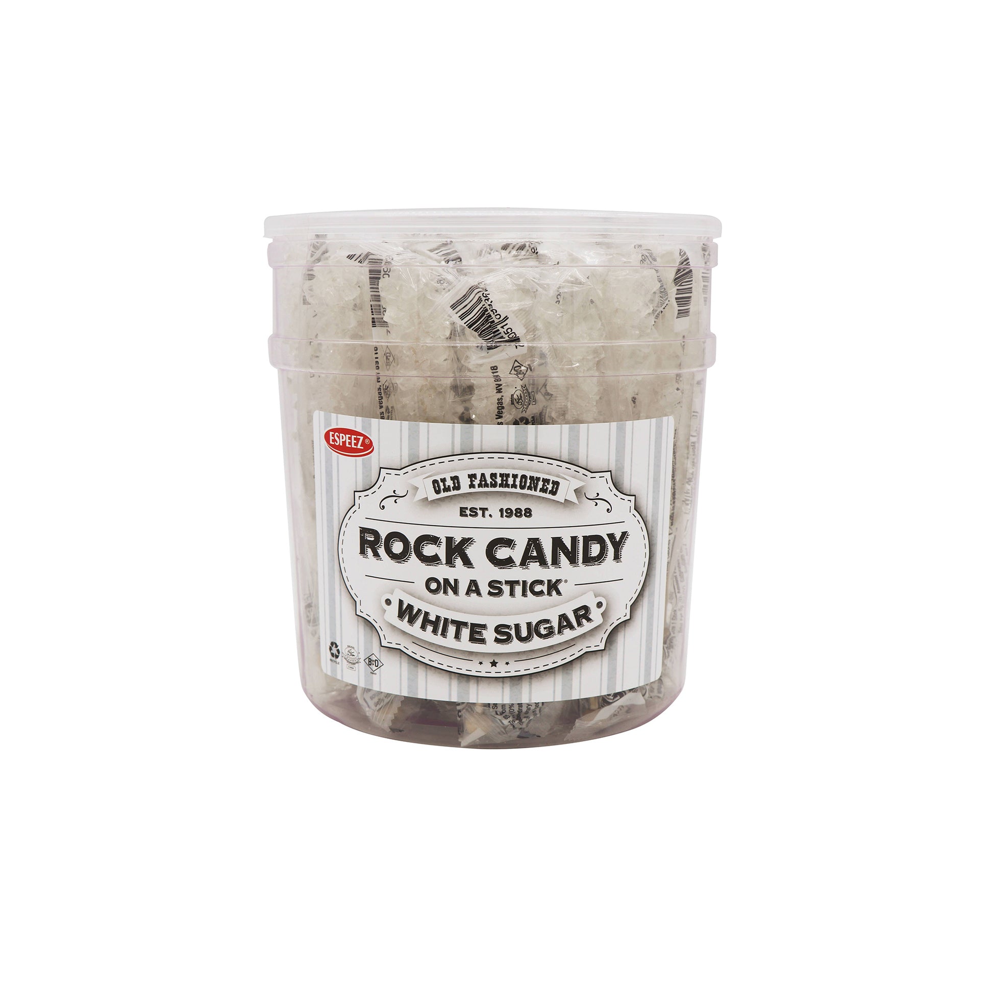 Rock Candy Sticks White, Sugar Flavor, 0.8oz, 36ct Tub