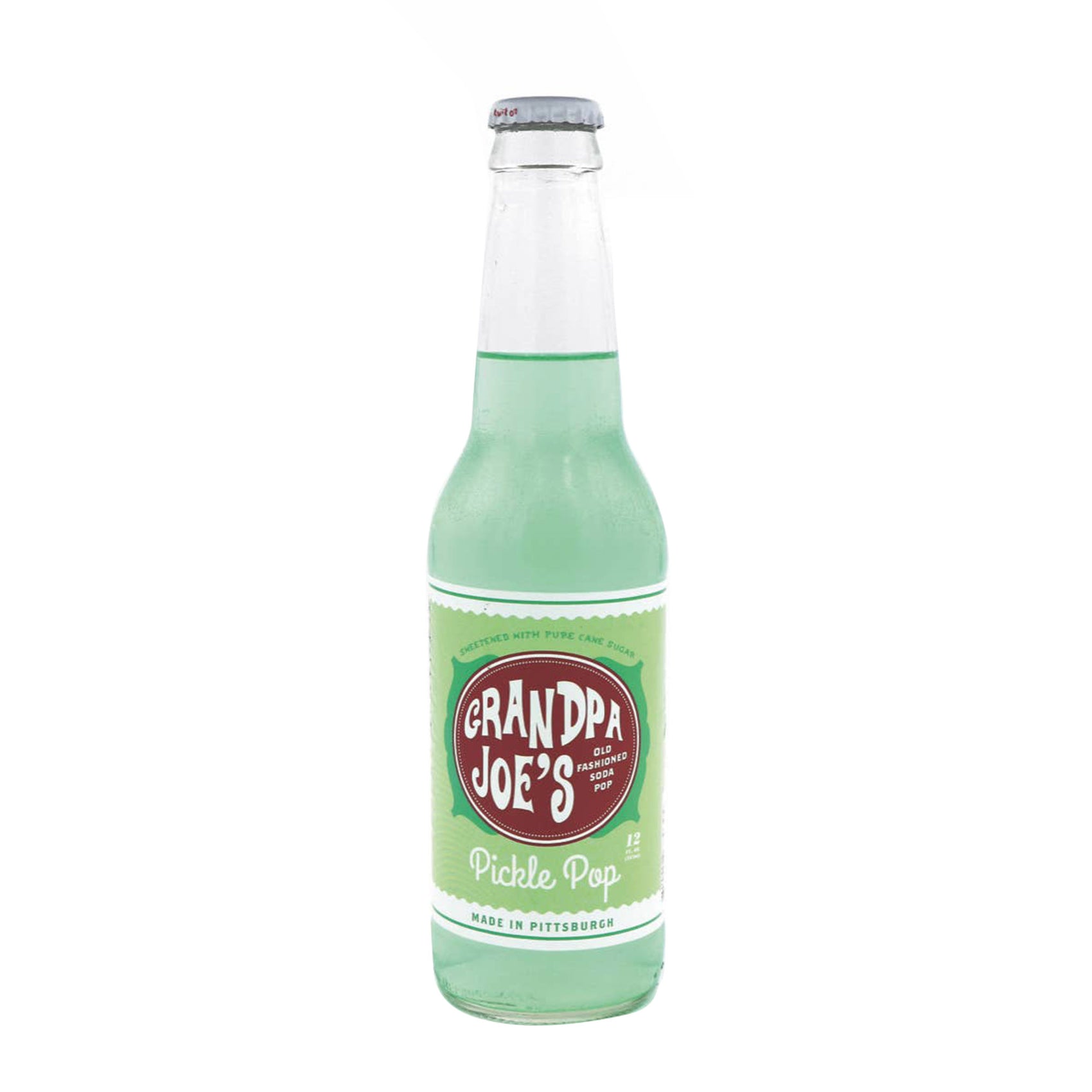 Grandpa Joe's Pickle Soda, 12oz Glass Bottle 12ct