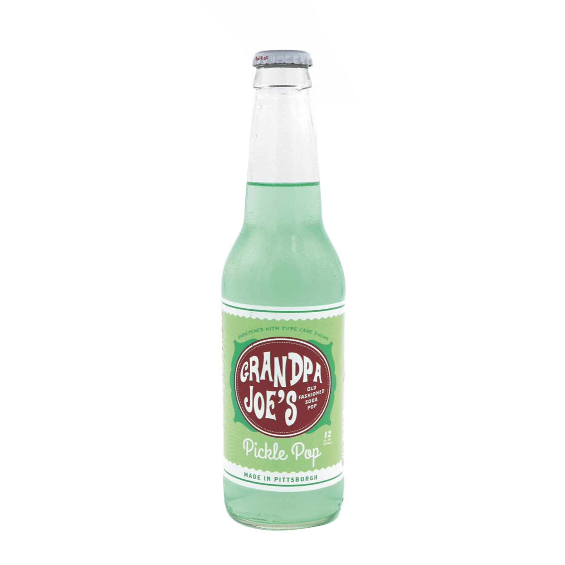 Grandpa Joe's Pickle Soda, 12oz Glass Bottle 12ct