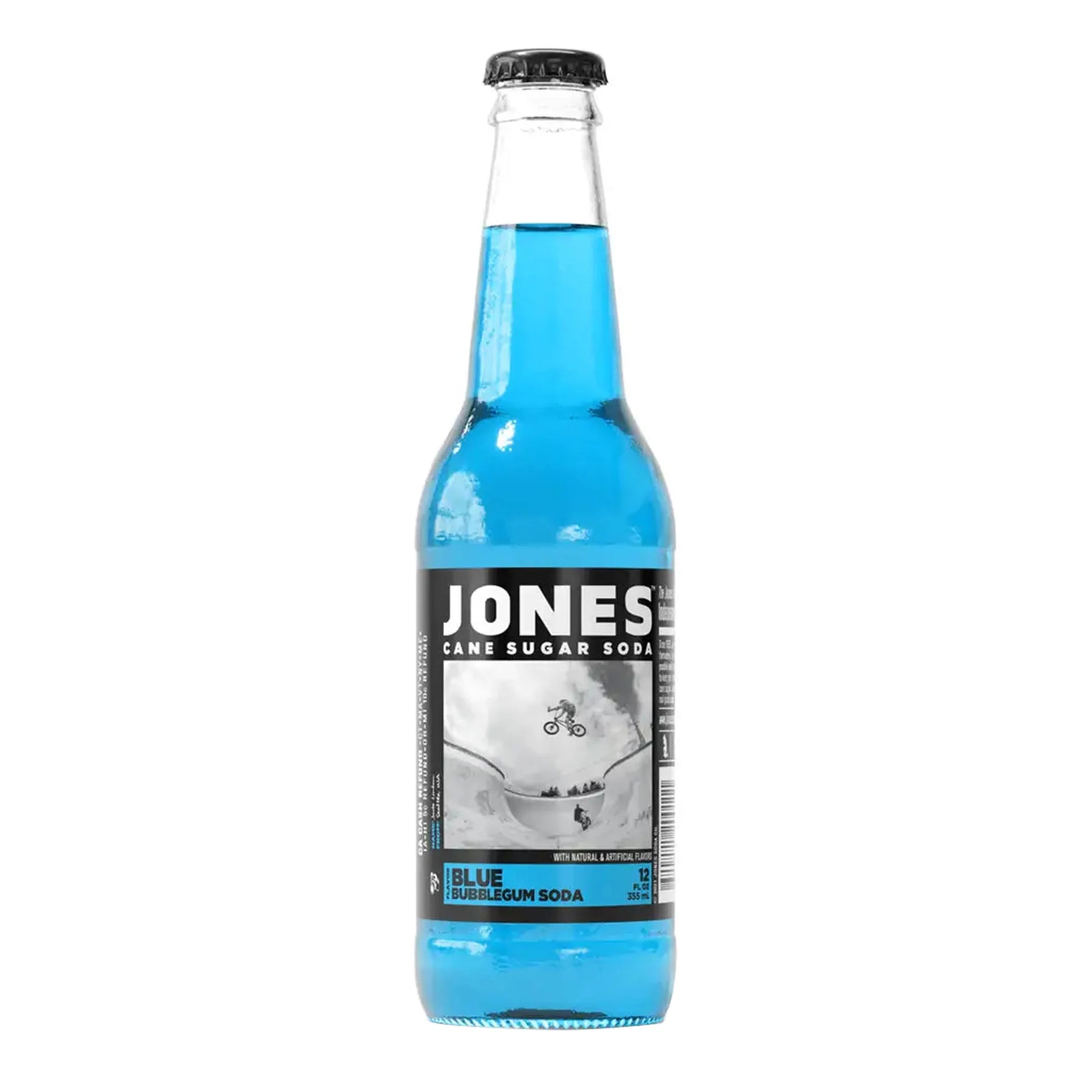 Jones Blue Bubblegum Cane Sugar Soda, 12ct Glass Bottles