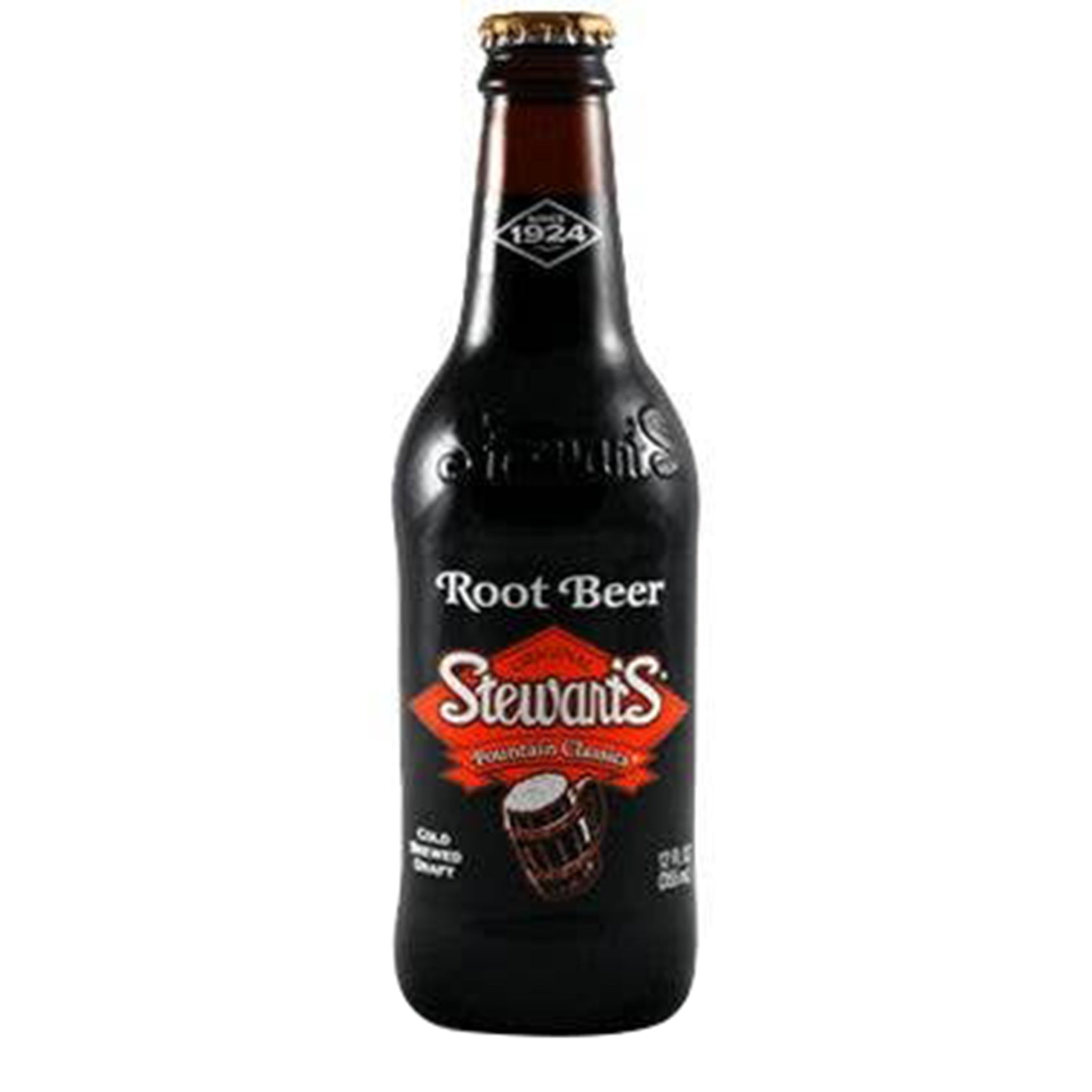 Stewart's Root Beer Soda, 12oz Glass Bottle 12ct