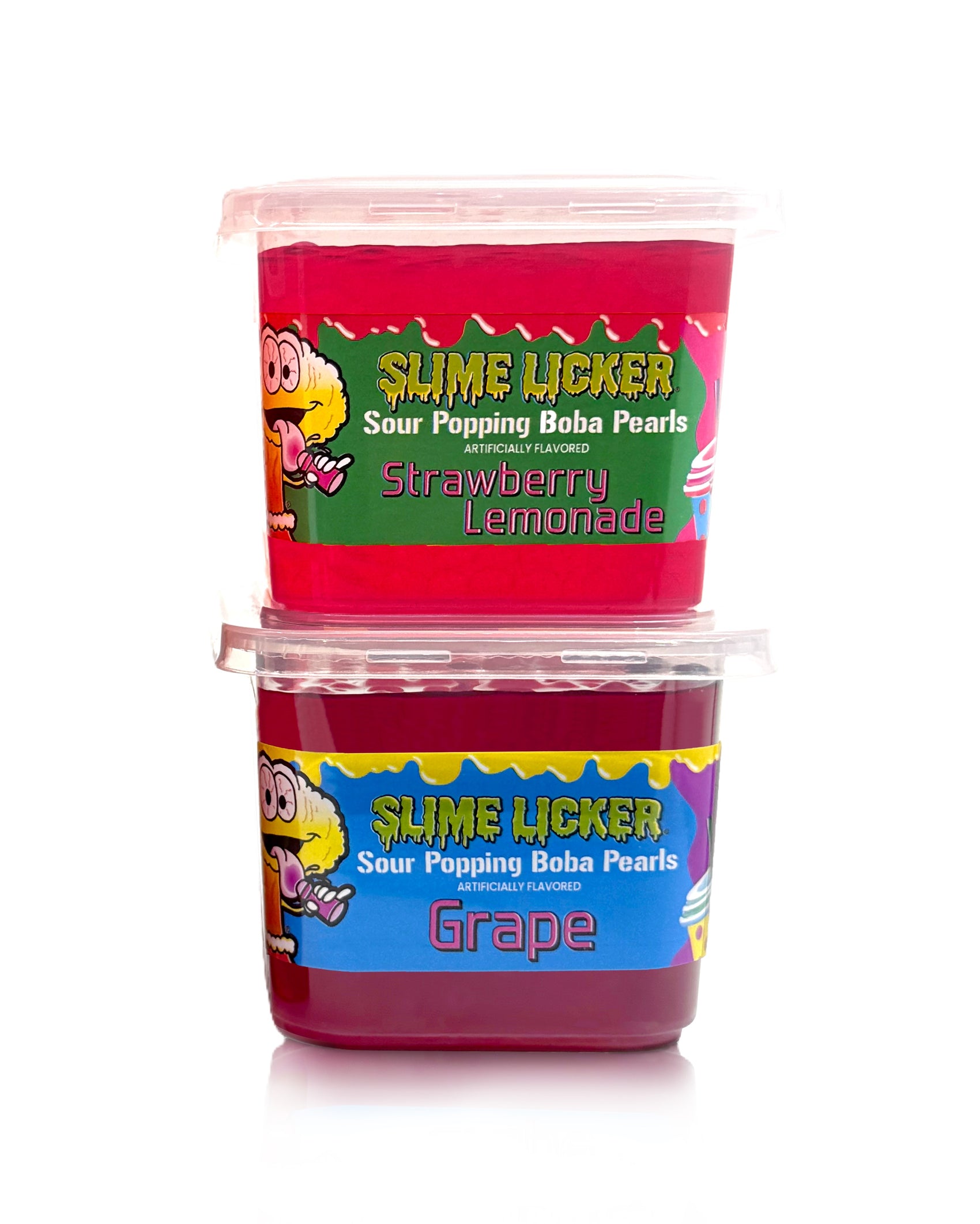 Slime Licker Boba Pearls 2 Tubs, StrawLemGrape 6ct