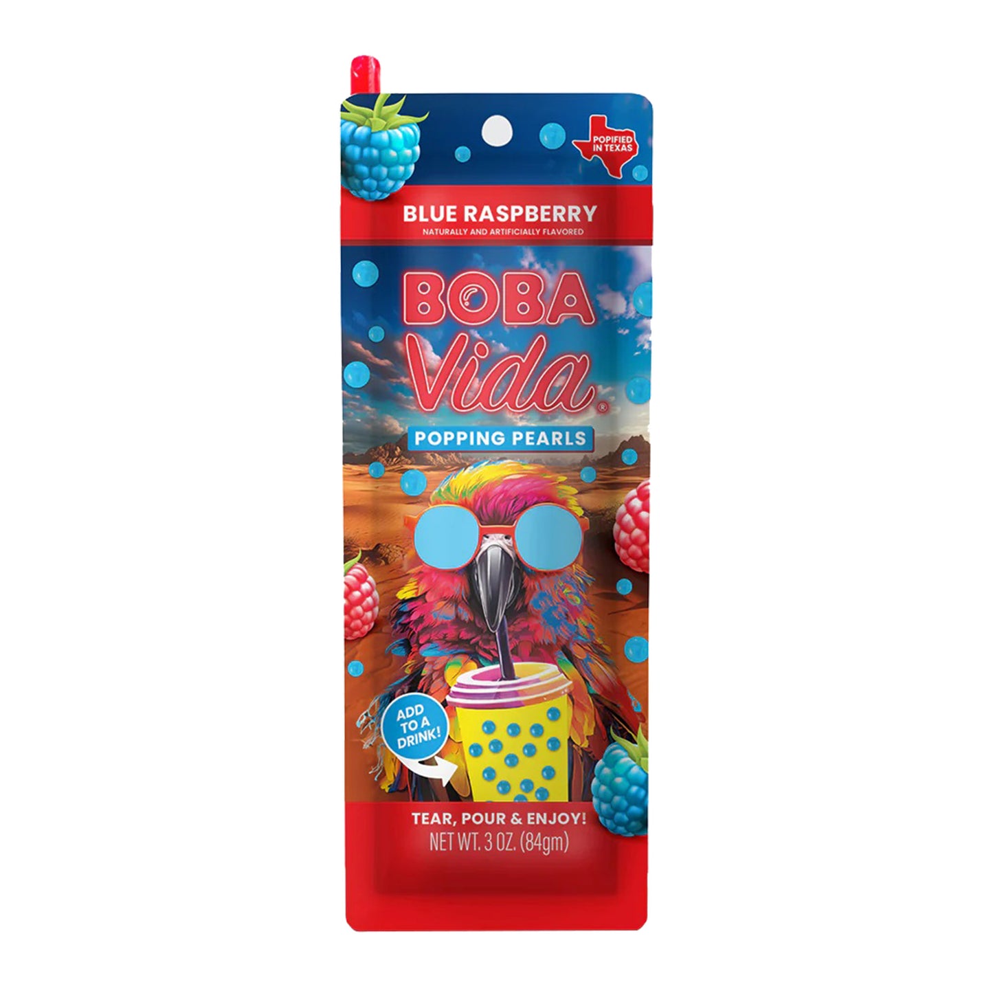 BobaVida Popping Boba -Super Blue Raspberry, 10ct