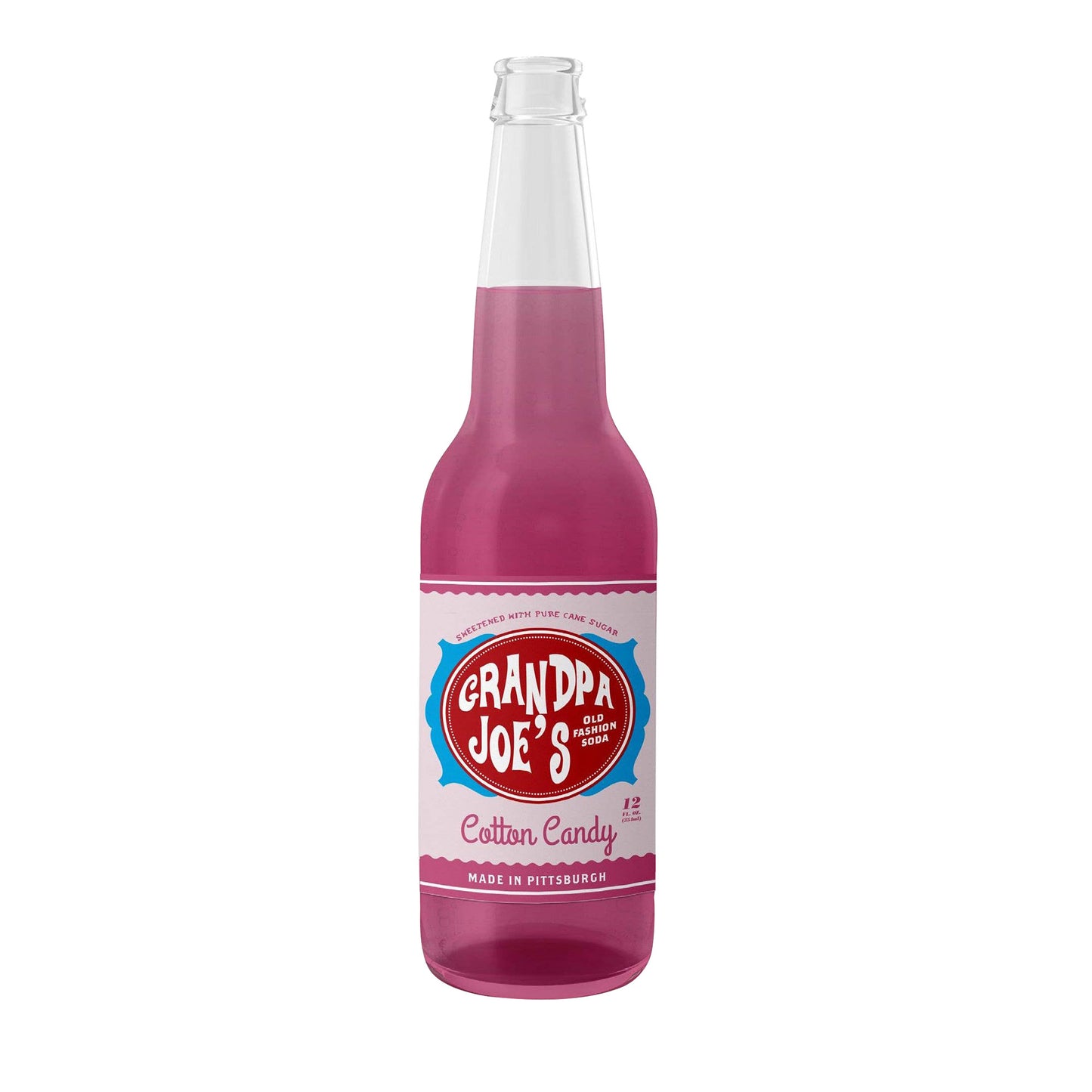 Grandpa Joe's Cotton Candy Soda, 12oz Glass Bottle 12ct