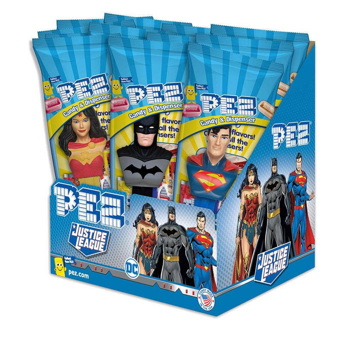 Justice League DC Comics PEZ Candy, Poly Bag, 12ct Display