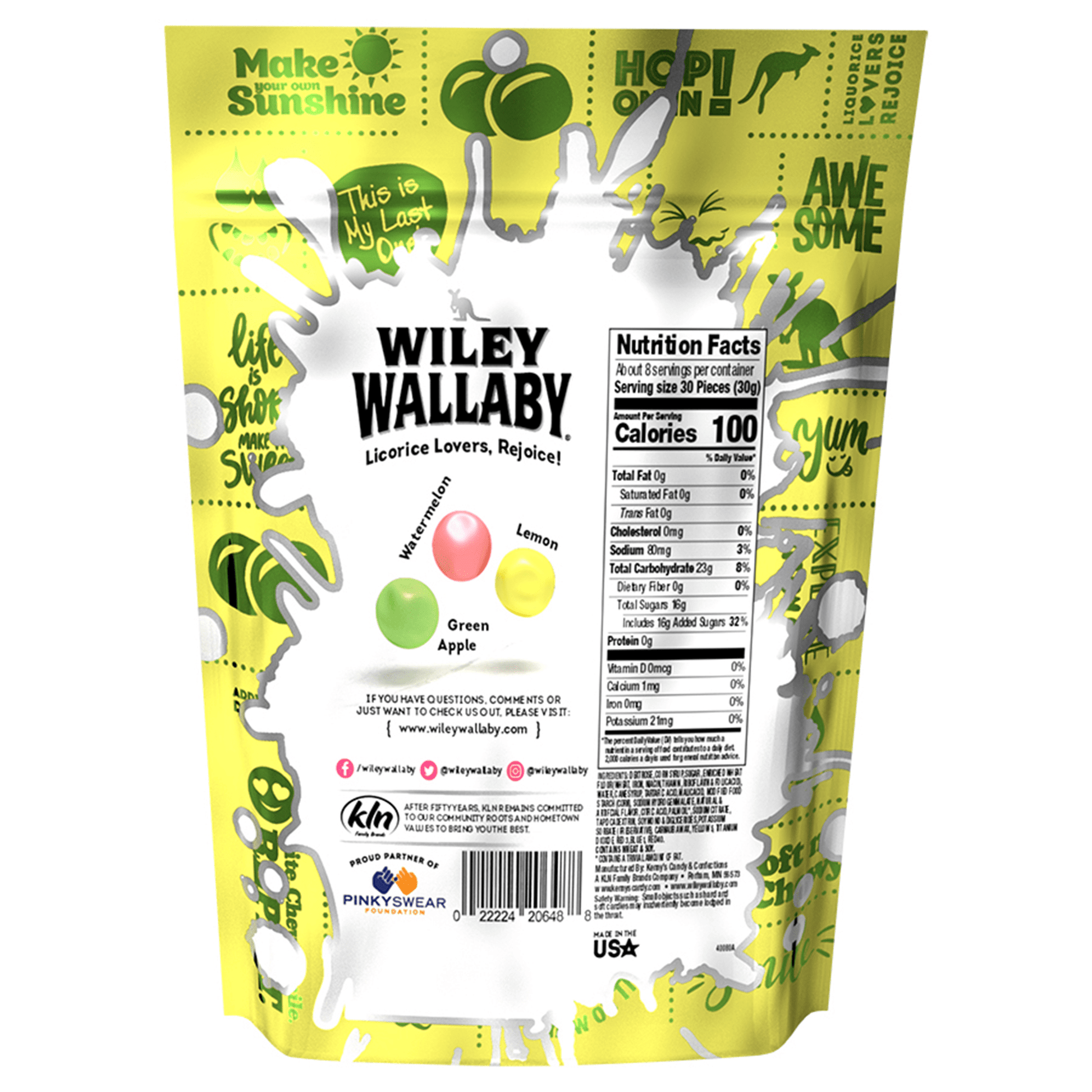 Wiley Wallaby Sourrageous Drops, 6oz Bag Sour Licorice 12ct