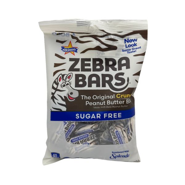 Sugar Free Zebra Bars, Crunchy Peanut Butter 3.75oz 12ct