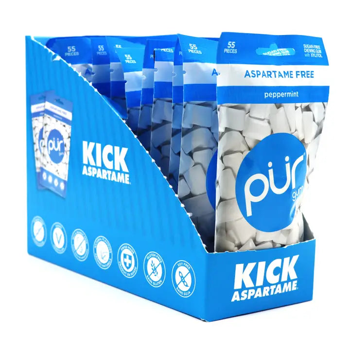 PUR Gum, Peppermint, 55pc Bag, 12ct Display Box