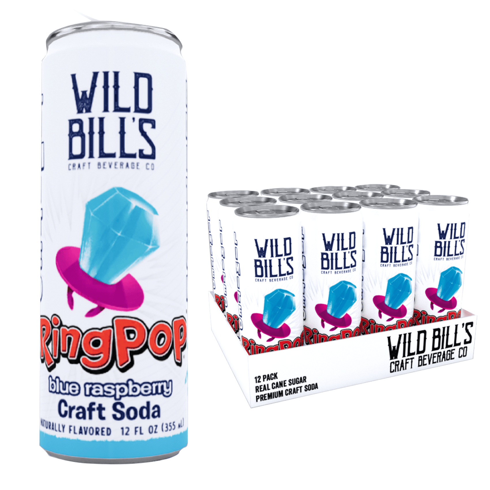 Wild Bill's Ring Pop, Blue Raspberry, 12oz Cans, 12ct