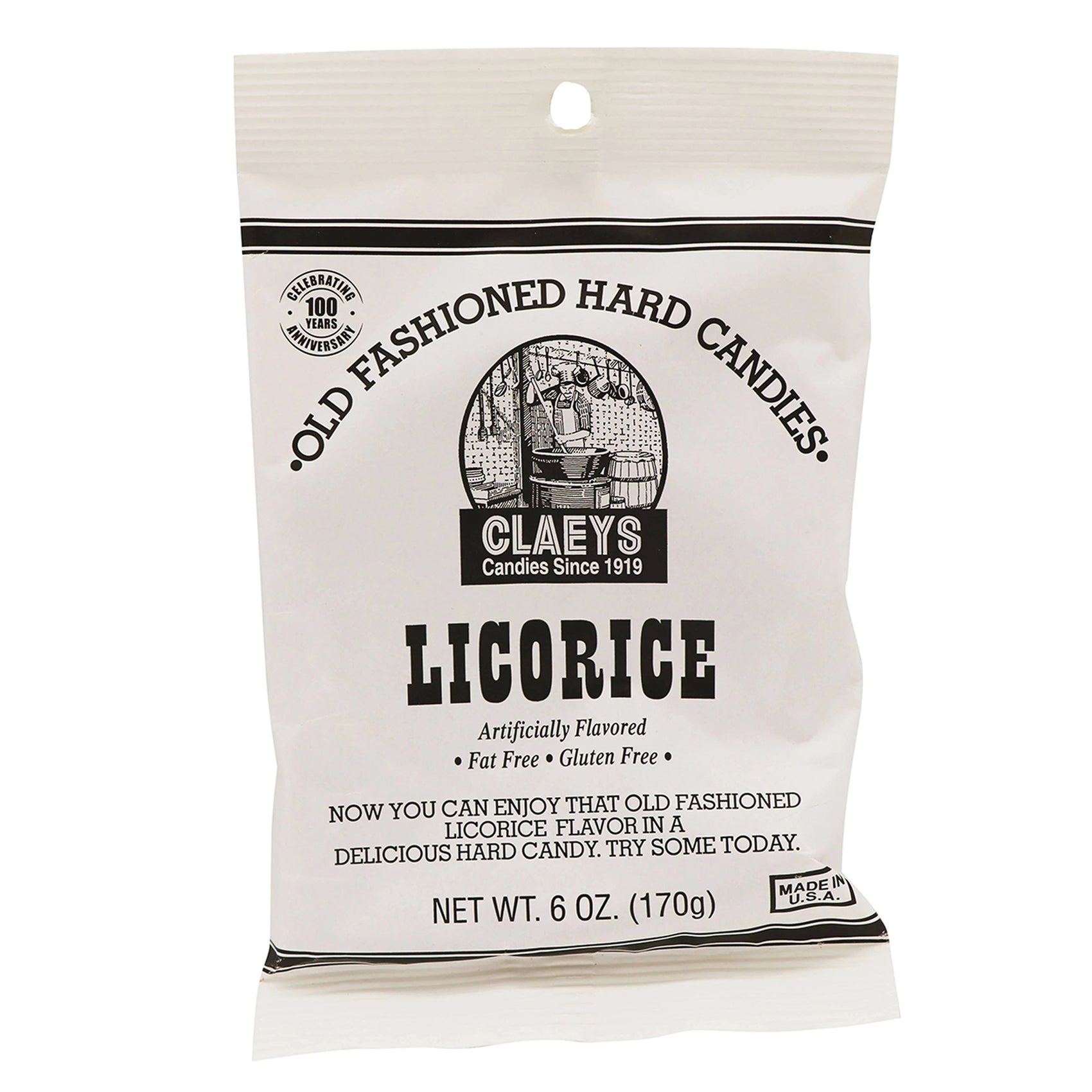 Claeys Old Fashioned Hard Candies Licorice, 6oz Bag 24ct
