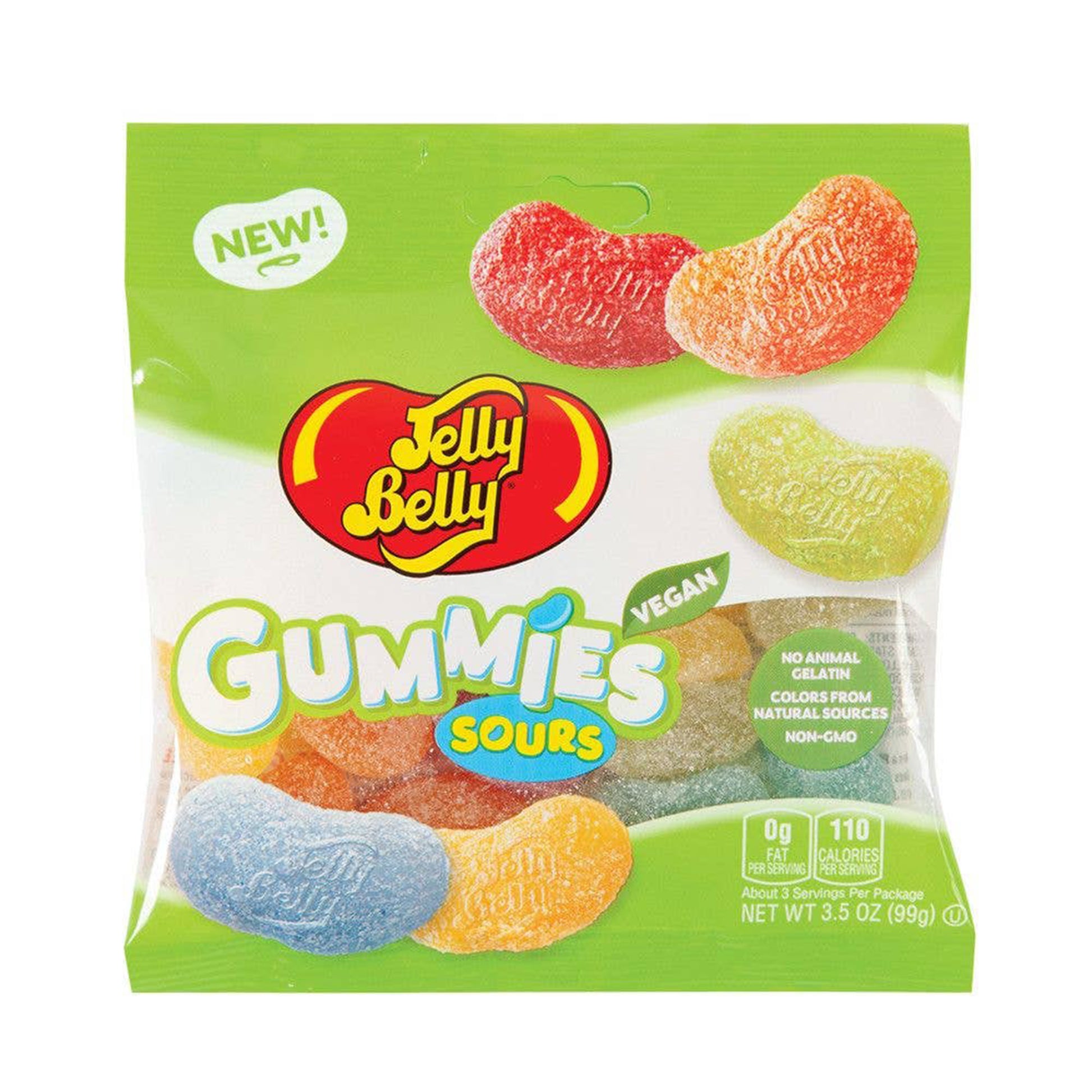 Jelly Belly Sour Gummies, Vegan Candy Peg Bags, 12ct
