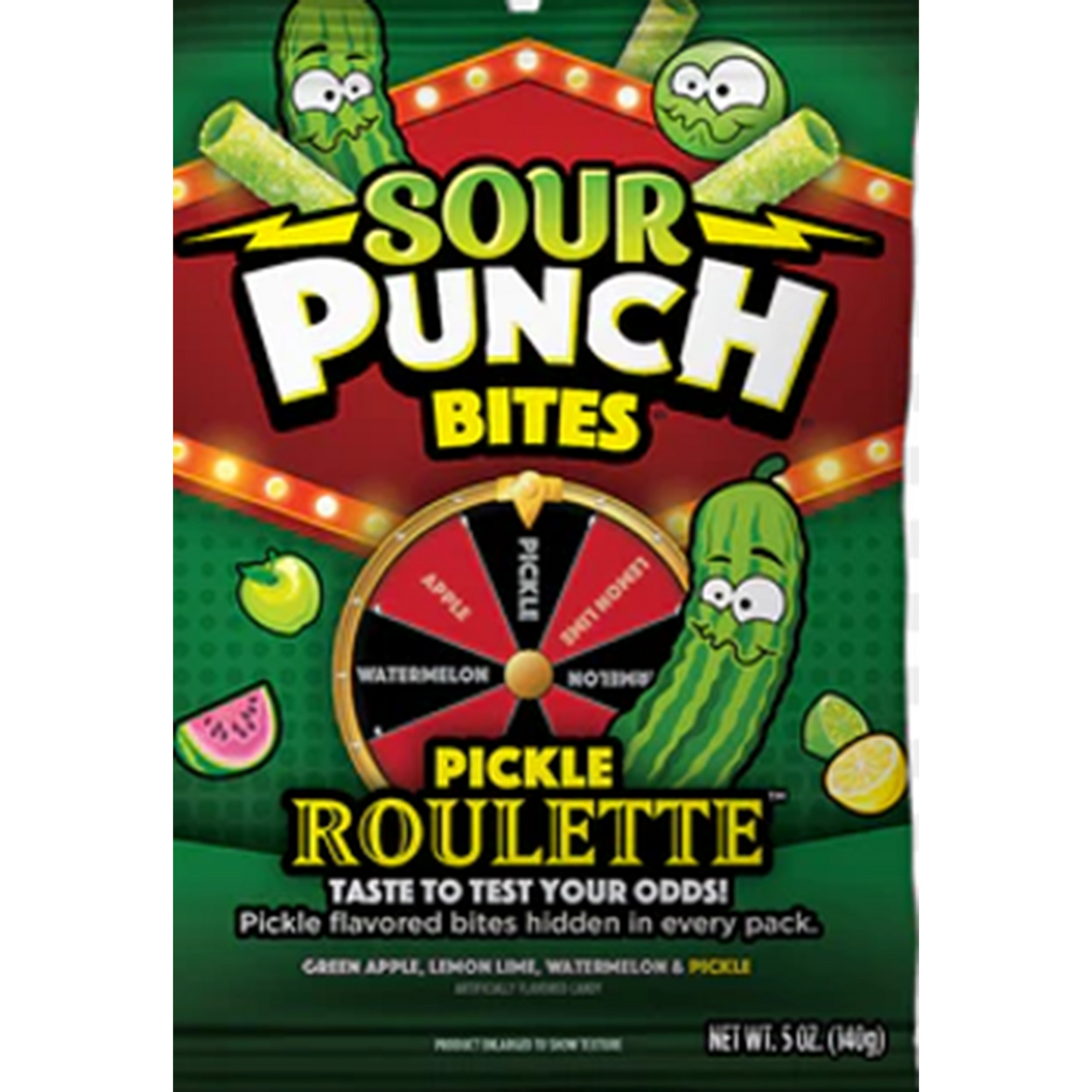 Sour Punch Bites Pickle Roulette, 5oz Peg Bag, 12ct