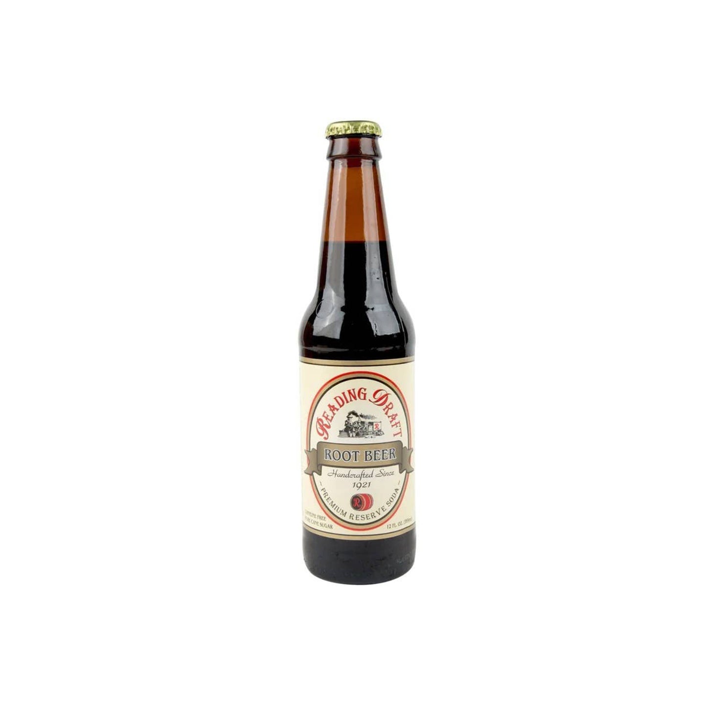 Reading Draft Root Beer Soda, Glass Bottle, 12fl oz, 12ct