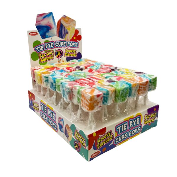 Tie Dye Cube Pop Lollipops 48ct Display Box