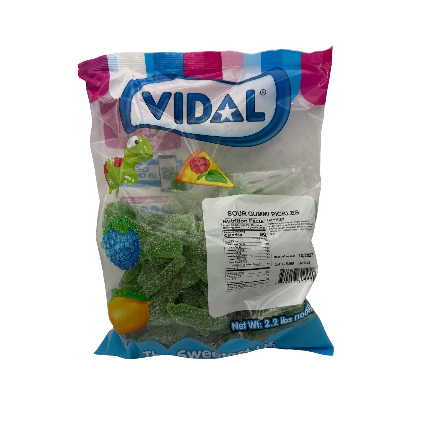 Vidal Gummy Sour Pickles Bulk, 2.2lb Bag