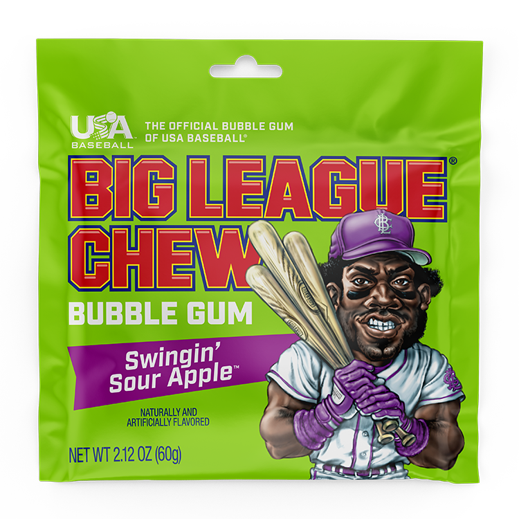 Big League Chew Sour Apple Bubble Gum, 12ct