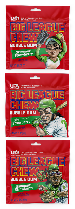 Big League Chew Slamming' Strawberry Bubble Gum, 12ct